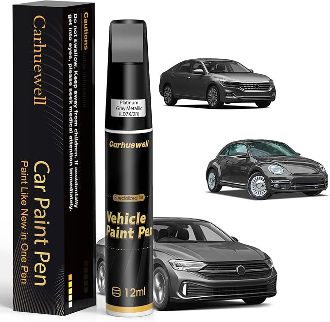 (LD7X/2R Platinum Gray Metallic Touch Up Paint Compatible with Volkswagen, Exact Match Car Paint Pen Automotive Scratch Repair Remover Kit Quick & Easy Solution for Vehicle Chips and Nicks