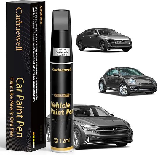 (LD7X/2R Platinum Gray Metallic Touch Up Paint Compatible with Volkswagen, Exact Match Car Paint Pen Automotive Scratch Repair Remover Kit Quick & Easy Solution for Vehicle Chips and Nicks
