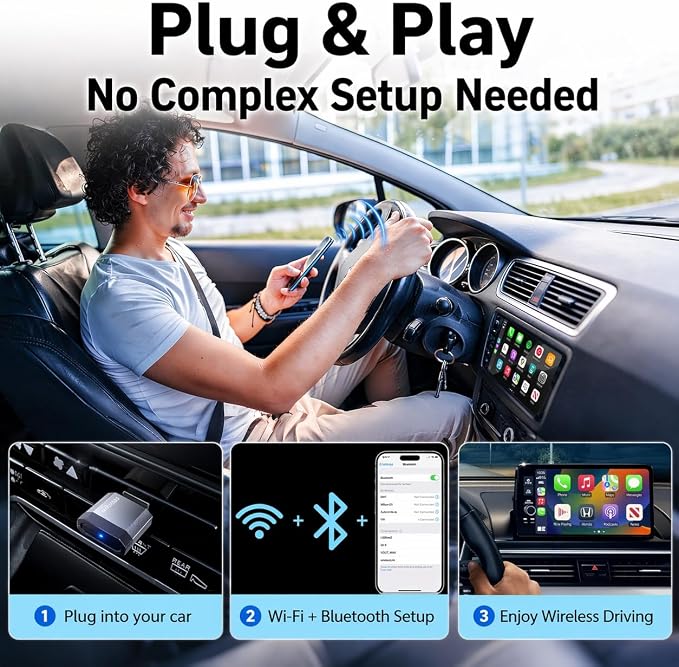 OTTOCAST Mini Nova, 2 in 1 Wireless Carplay & Android Auto Adapter, Plug & Play 2026 Upgraded with AI Assistance (ChatGPT, Gemini, Claude)