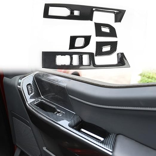 Carbon Fiber Interior Front Door Window Switch Panel Cover Trim for Ford F150 2021+ Decoration Accessories