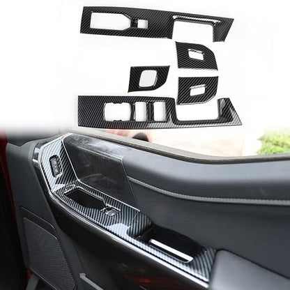 Carbon Fiber Interior Front Door Window Switch Panel Cover Trim for Ford F150 2021+ Decoration Accessories