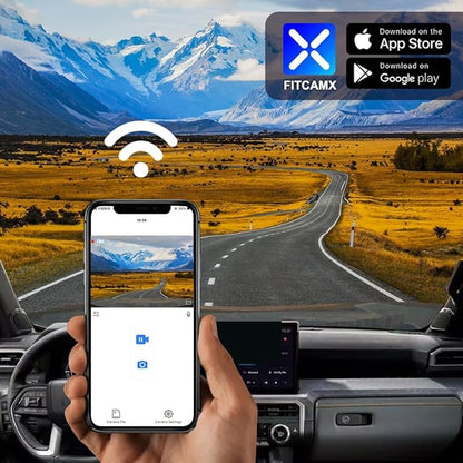 Fitcamx Front 4K+Rear 1080P Dash Cam Adapts for Toyota Tacoma & Hybrid 2024-2026, Integrated OEM Look, 2 Way HD Video, WiFi & APP, Loop Recording, G-Sensor, Night Vision, Easy to Use, 128GB Card