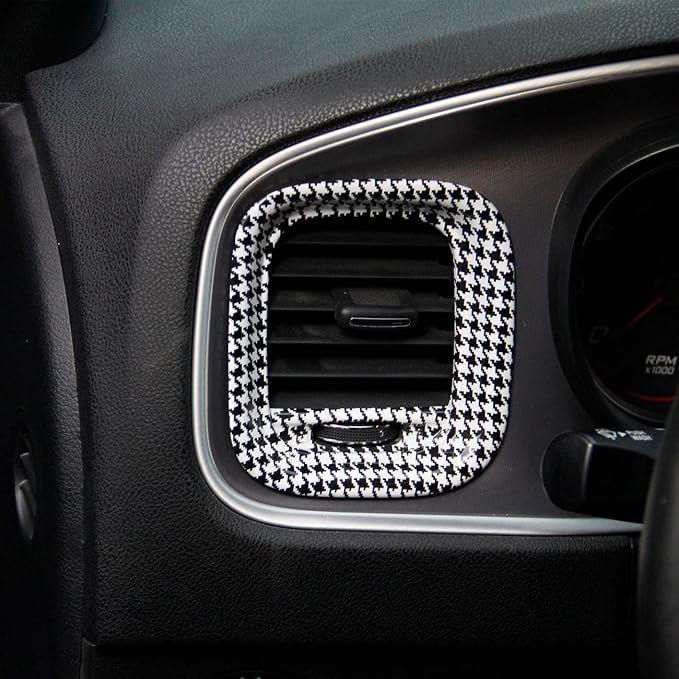 crosselec Black and White Pattern Air Vent Cover AC Outlet Trim kit for Dodge Charger 2015+