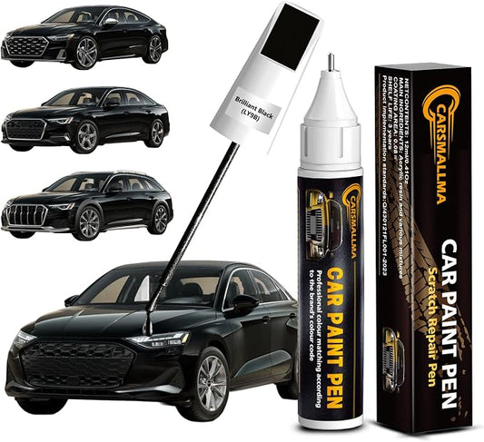 LY9B Brilliant Black Car Touch Up Paint for Audi, Color Accurate Car Paint Scratch Repair Pen Kit Quick & Easy Fix Vehicle Chips and Automotive Nicks Scuff