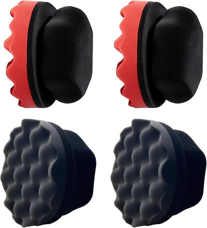 Tire Shine Applicator Pads, 4 Pcs Tire Dressing Applicator, Reusable Tire Shine Sponge Wave Contoured for Car Detailing, 4.33 inch (2 Red & 2 Black)