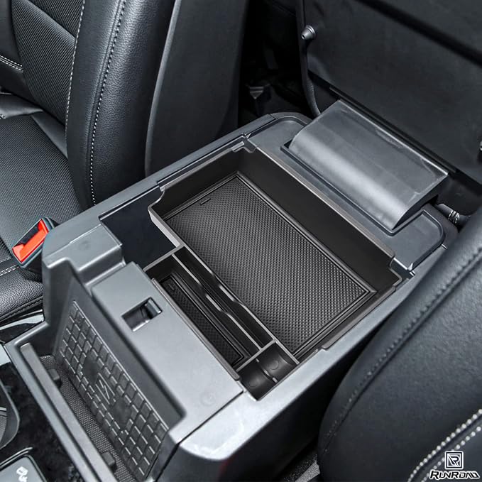 RUNROAD Upgrade Center Console Organizer Tray Compatible with Ford Explorer 2026 2025 2024 2023 2022 2021 2020 Accessories, ABS Armrest Tray Console Dividers Secondary Storage Box Container, Black