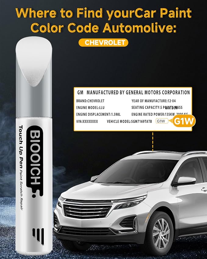 Touch Up Paint Pen Exact Color Match Car Chip and Scratch Repair (for Chevrolet, White Pearl Tricoat(G1W/WA140X))