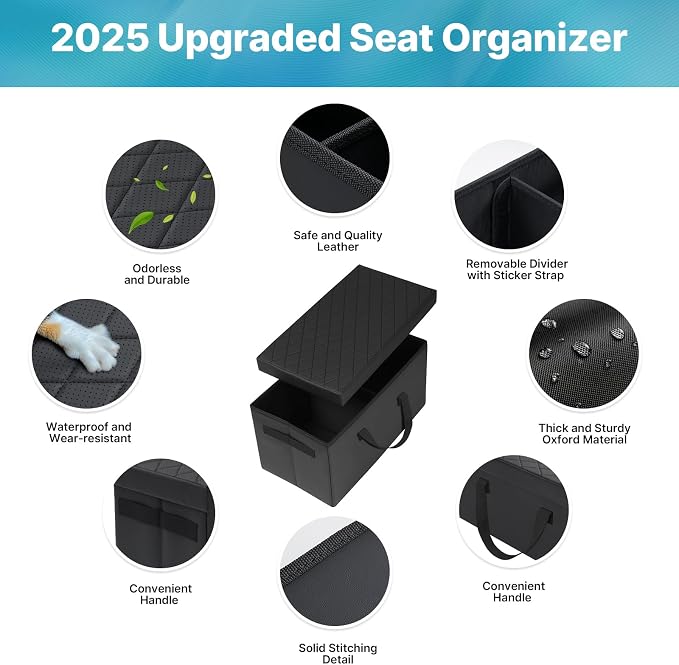 Mixsuper Liner Car Seat Organizer for Ford Explorer 2020-2025 2026, Console Organizer Backseat Toy Bin for Explorer, Seat Aisle Storage Box for 6-Passenger Kids Dogs ST XLT Accessories