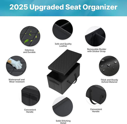 Mixsuper Liner Car Seat Organizer for Ford Explorer 2020-2025 2026, Console Organizer Backseat Toy Bin for Explorer, Seat Aisle Storage Box for 6-Passenger Kids Dogs ST XLT Accessories