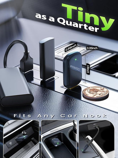 Mini Wireless CarPlay Adapter for Apple iPhone & Android Auto - Convert Wired to Wireless, Gold-Plated USB, Fast, Stable & Auto Reconnect in 5 Seconds, for OEM Wired Apple CarPlay Cars 2016+