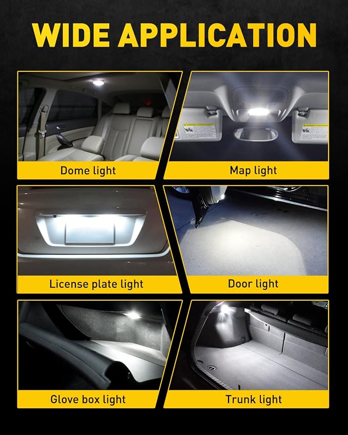 AUXITO 578 LED Bulbs 211-2 212-2 Festoon Bulb 39mm 41mm 42mm LED Lights Bulb 6500K White Extremely Bright 4014 SMD for Car Truck LED Interior Dome Map Door Courtesy Lights License Plate Bulbs, 4 Pack