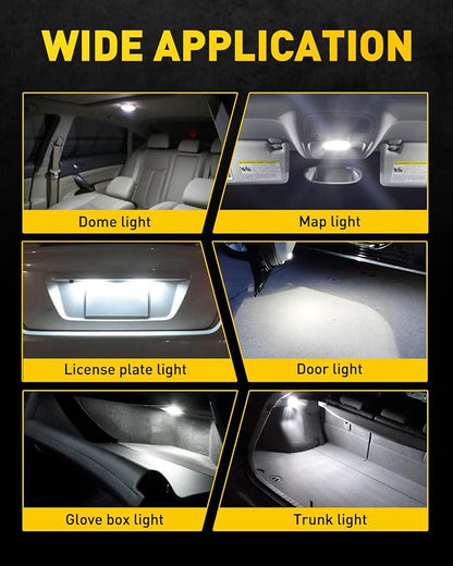 AUXITO 578 LED Bulbs 211-2 212-2 Festoon Bulb 39mm 41mm 42mm LED Lights Bulb 6500K White Extremely Bright 4014 SMD for Car Truck LED Interior Dome Map Door Courtesy Lights License Plate Bulbs, 4 Pack