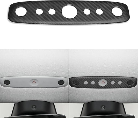 NVCNX Hard Rigid Real Carbon Fiber for Tesla New Model 3/Y Highland 2024-2026 for Juniper 2025 2026 Accessories Vehicle Molding Front Roof Reading Light Panel Cover Interior Trim 1PC - Matte Carbon