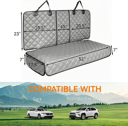 Dog Car Seat Cover for Back Seat, Waterproof Back Seat Covers for Dogs, PU Leather Nonslip Rear Car Seat Cover Universal Fit for Most Vehicles,SUVs(Grey, Standard)