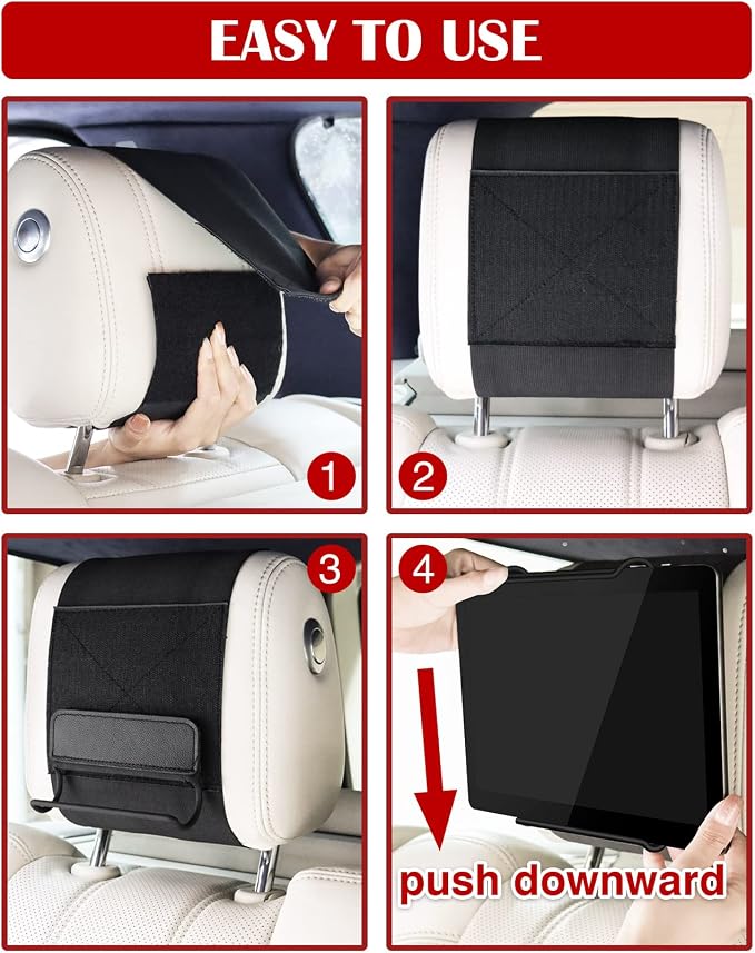 WONNIE 2 Pack Car Headrest Holder for 10-12.9" Large Size Tablets