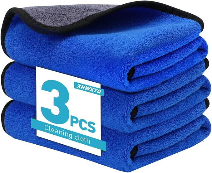 3PCS Professional Microfiber Towels for Car, 16"x16", 500GSM Thick Car Drying and Polishing Towels, Ultra Absorbent, Lint-Free, Scratch-Free Detailing Cloths for Auto Cleaning