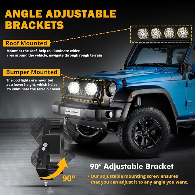 Auxbeam 8.5in Round LED Offroad Lights with White DRL & Amber Turn Signal 220W 25200LM LED Driving Light Spot Beam Spotlights Light Pods for Truck ATV Jeep, 2 Years Warranty
