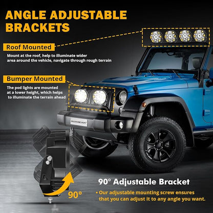 Auxbeam 8.5in Round LED Offroad Lights with White DRL & Amber Turn Signal 220W 25200LM LED Driving Light Spot Beam Spotlights Light Pods for Truck ATV Jeep, 2 Years Warranty