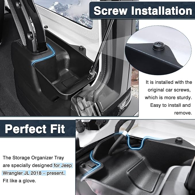 Rear Cargo Side Trunk Storage Box Tray Fit for Jeep Wrangler JL 2018-2023 Trunk Storage Tray Organizers Cargo Organizer Black 2PCS (NOT FIT 4XE)