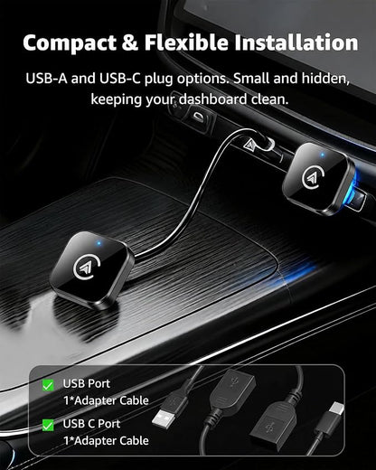 Wireless CarPlay Adapter & Android Auto Adapter, 2 in 1 Mini Dongle, Convert Wired to Wireless, Plug and Play Fast Auto Connect, Stable No-Lag Connection, for iPhone & Android Cars 2016+, Black