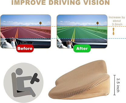 Livtribe Car Seat Cushion - Memory Foam Car Seat Pad - Sciatica & Lower Back Pain Relief - Car Seat Cushions for Driving - Road Trip Essentials for Drivers(Beige)