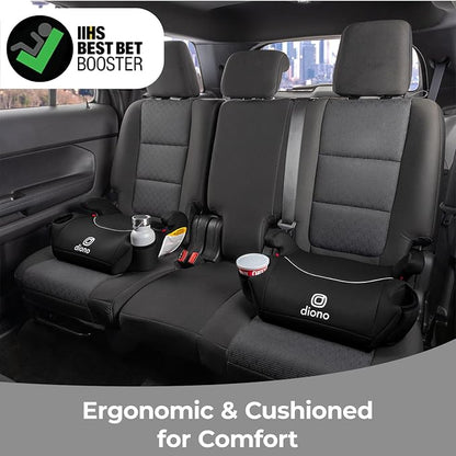 Diono Solana, No Latch, Pack of 2 Backless Booster Car Seats, Lightweight, Machine Washable Covers, Cup Holders, Black