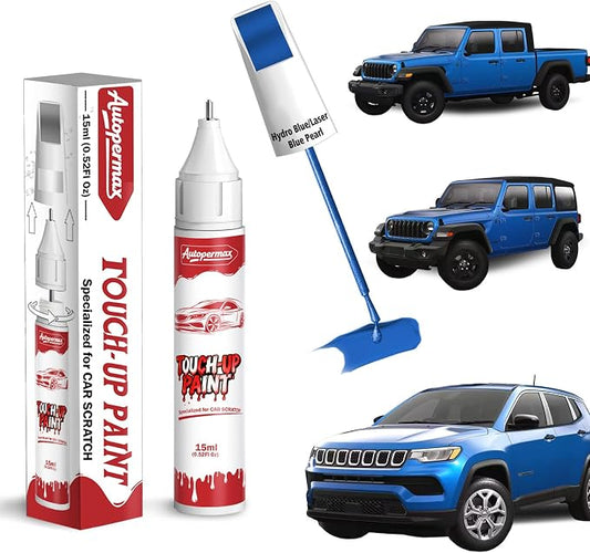 PBJ/MBJ Hydro Blue/Laser Blue Pearl Car Touch Up Paint for Jeep, Color Accurate Two-In-One Car Paint Scratch Repair Pen, Professional Scratch Remover for Vehicles Chips and Nicks Scuff