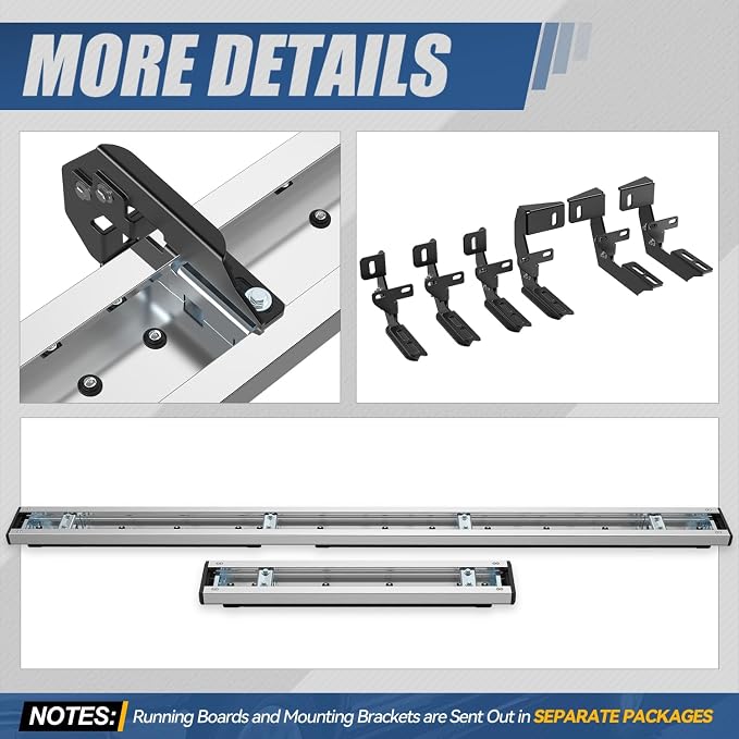 Auto Dynasty Running Boards Compatible with 2007-2024 Dodge Mercedes-Benz Freightliner Sprinter 2500 3500 Full Size Cargo Van, Stainless Steel Side Step Rail Nerf Bars, 6.5" x 36" Left / 96" Right