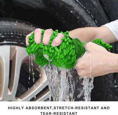Microfiber Car Wash Sponge, Scratch-Free Vehicle Washing Mitt with Chenille & Mesh Sides, Highly Absorbent Sponge Lint-Free Cleaning Tool for Car Washing & Detailing (Green)