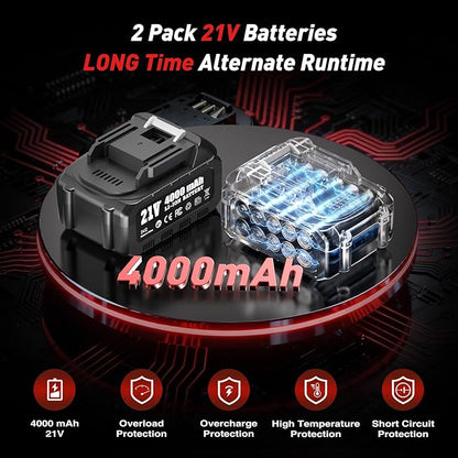 6 Inch Cordless Car Buffer Polisher: 2x4000mAh Batteries Car Buffer, Car Waxer Kit with 8 mm Orbit Block & 6 Speed Control (2500-6000 RPM) - for Car/Boat Detailing, Scratch Removal and Waxing