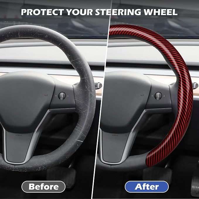 Frani Leather Steering Wheel Cover,Universal Fit 15 Inch-Premium Non-Slip Breathable Comfort Grip for Cars Trucks SUVs,Anti-Slip Durable Interior Upgrade Carbon Fiber Pattern (Red)