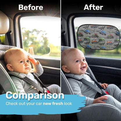GENANY 2pcs Truck Window Sun Shade for Sedan SUV Truck (21x14 Inches), Sun Shades for Side Window, Accessories for Kids, Baby Window Shades, Summer Car Decor