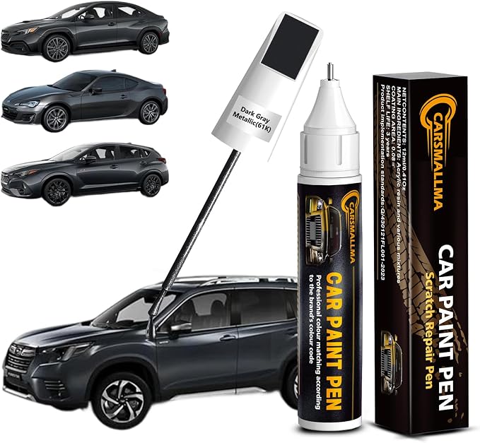 61K Dark Gray Metallic Car Touch Up Paint for Subaru, Color Accurate Car Paint Scratch Repair Pen Kit Quick & Easy Fix Vehicle Chips and Automotive Nicks Scuff