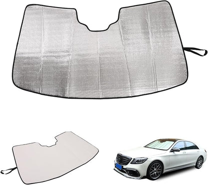 Windshield Sun Shade Compatible with Mercedes-Benz S-Class W221 2008-2013/W222 2014-2020 Foldable Front Windshield Sunshade Protector, Block UV Rays Keep Your Car Cooler