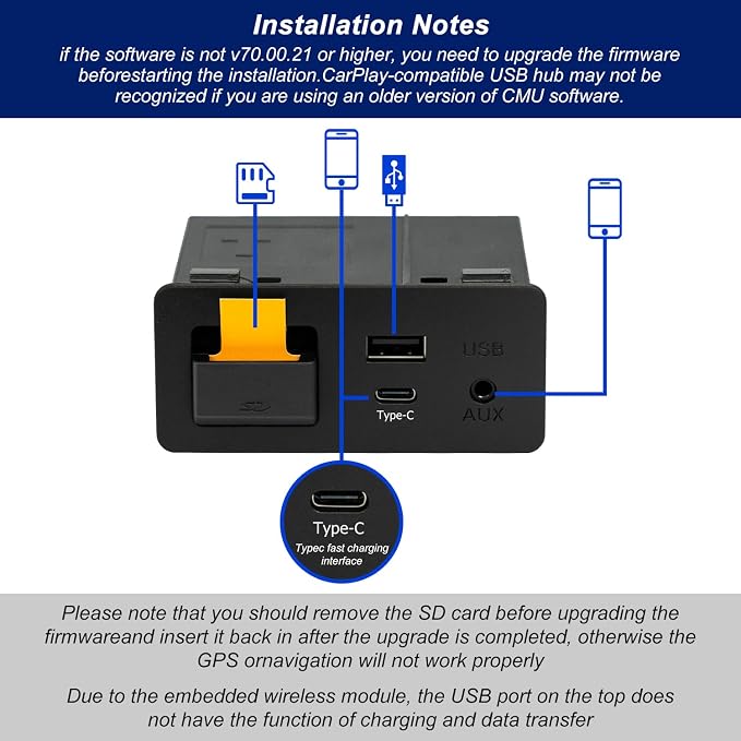 Mazda Type-C Wireless Carplay Retrofit Kit, TK78-66-9U0C OEM Media Hub to MZD Connect System, Compatible with Mazda 2/3/6/CX3/CX5/CX9/MX5 2015-2020 (Only Supporting Wireless Carplay, NO Android Auto)