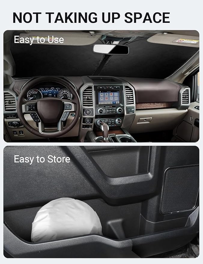 Proadsy 2026 Upgrade Front Windshield Sun Shade Foldable Sunshade Protector Custom Fit 2017-2025 2026 Ford Super Duty F-250 F250 F-350 F350 F-450 F450 F-550 F550 2Door 4Door Pickup Accessories