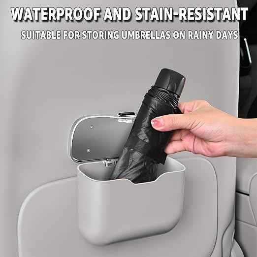 HOLDCY Car Trash Can, Waterproof Multi‑Functional Auto Trash Bin for Door/Console/Seat Back, Universal Vehicle Garbage Can for Car/Truck/SUV Drivers (Gray)