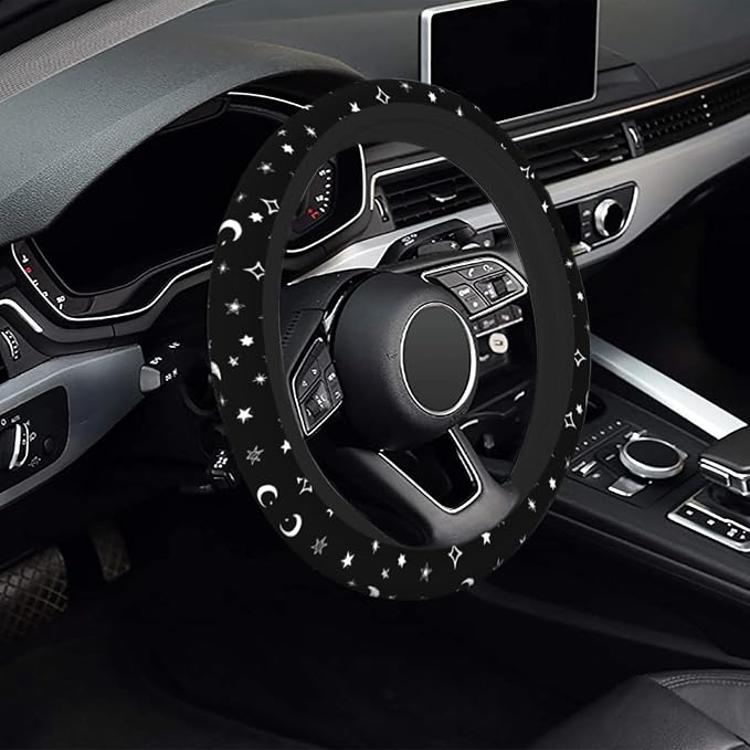 Steering Wheel Cover Moon and Star, 15 Inch Car Accessories for Women Girls Girly, Universal Anti Slip Neoprene Auto Interior Decor Anti Slip Car Protector