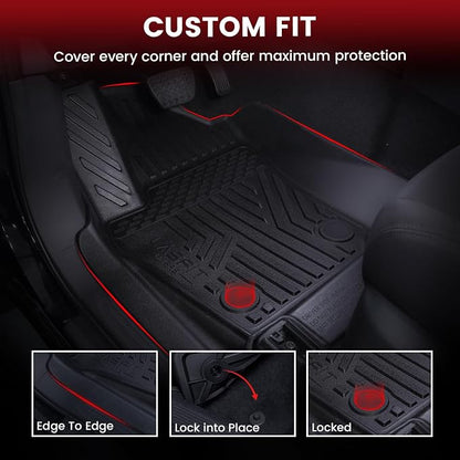 LASFIT Floor Mats for Toyota Tacoma 2024-2026 Double Cab Gas Manual Tran Only (Not Fit Hybrid & Xtra Cab & Auto Trans) All Weather TPE Floor Liners for Custom Fit Tacoma Front&Rear 2 Row Mats