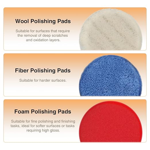 24PCS Multi-Size Polishing Pad Kit - 1/1.5/2 Inch Foam Wool Buffing Pads for Car Detailing Polishing Waxing (3 Sizes, 24-Pack)