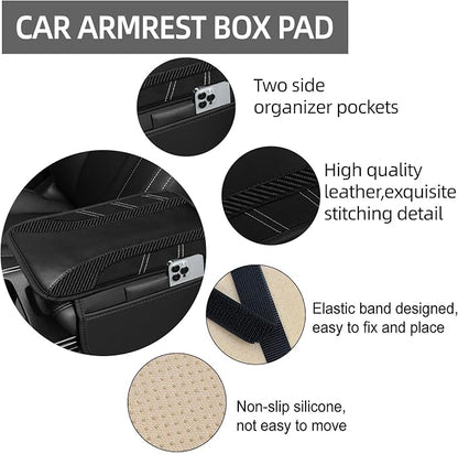 NBTEPEM 10 Pcs Car Floor Mats Full Set & Sport Leather Steering Wheel Cover 14.5-15 inch, Center Console Cover, Seat Belt Cushion, Cup Holder Coaster, Universal Automobile Interior Sets (Black)