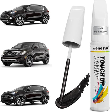 9H/9P Cherry Black Touch Up Paint Compatible with Kia, Car Paint Scratch Remover for Nicks & Chips Repair, Automotive Paints Exact Match Sportage/Sorento/Seltos/Soul/Rondo/Carens