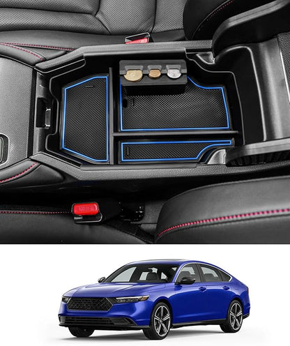 2023-2025 2026 Accord Hybrid Center Console Organizer for Honda Accord (LX/SE/EX/EX-L/Sport/Sport-L/Touring),Durable ABS Plastic Console Tray Insert 2026 Accord Accessories w/Coin Holder (Blue)
