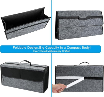 Car Trunk Organizer,Soft Felt Car Bag Organizer 20x6.11x10 inch Folding,for Honda CRV/for Civic/for Accord Ford/for Focus Fusion/for Toyota RAV4/for Jeep SUV/Truck/Sedan(Gray)