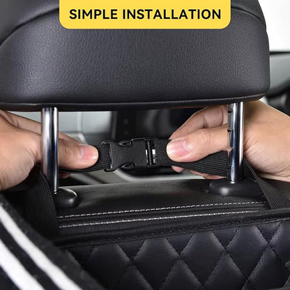 Car Seat Back Organizer, PU Leather Vehicle Backseat Hanging Storage Pocket, Multipurpose Auto Travel Essentials Accessories for Kids & Adults, Universal for Most Cars (Beige)