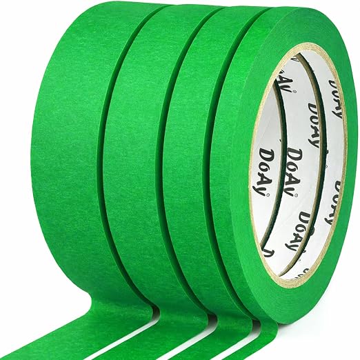 4 Pack Green Painters Tape - Masking Tape 0.25", 0.50", 0.75", 1" Wide - Multi-Surface, Smart Adhesion, Multi-Size Pack - 360FT Total - Paint Tape for DIY, Labeling, Art, Car (#3910)