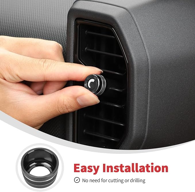 Linskip Aluminum Vent Knob Covers Compatible with Ford Bronco Sport 2021-2024, Dash Air Vent Knob Trim Kit for Bronco Sport Interior Accessories(Black)