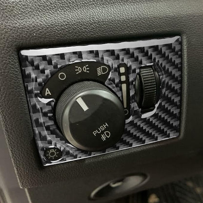 Car Headlight Switch Decal Driver Side Dash Sticker Real Carbon Fiber Trim Compatible with Dodge Charger 2008 2009 2010 Interior Accessories Decor Style B Black