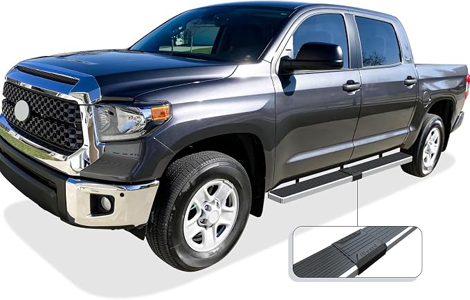 APS (304 Stainless Steel Polished Silver 6 inches) Running Boards Nerf Bars Side Steps Compatible with Toyota Tundra 2007-2021 CrewMax