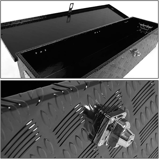 DNA MOTORING Lockable Storage Box, Truck Tool Organizer - Aluminum, 30"x13"x10", Black, Comes With Lock & Keys